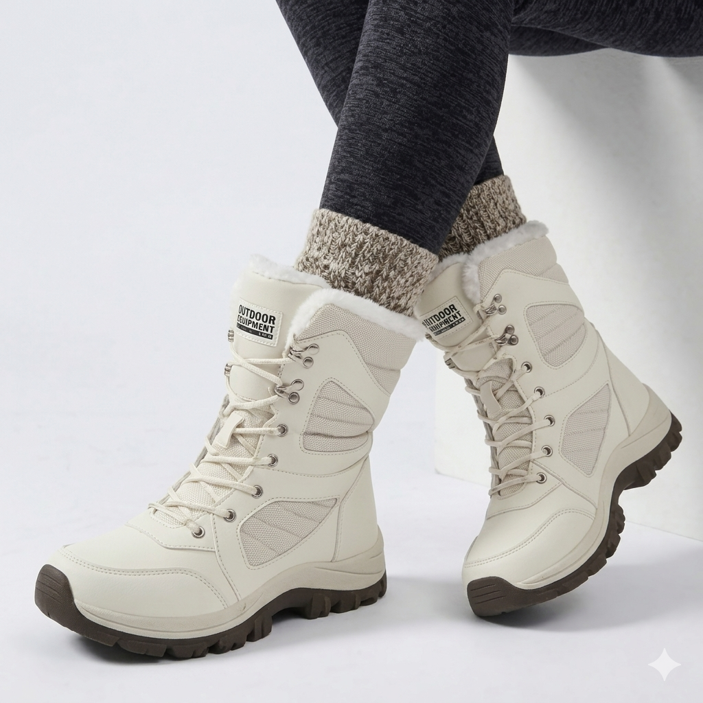 Bota neve branca lateral impermeável sola antiderrapante - Valent