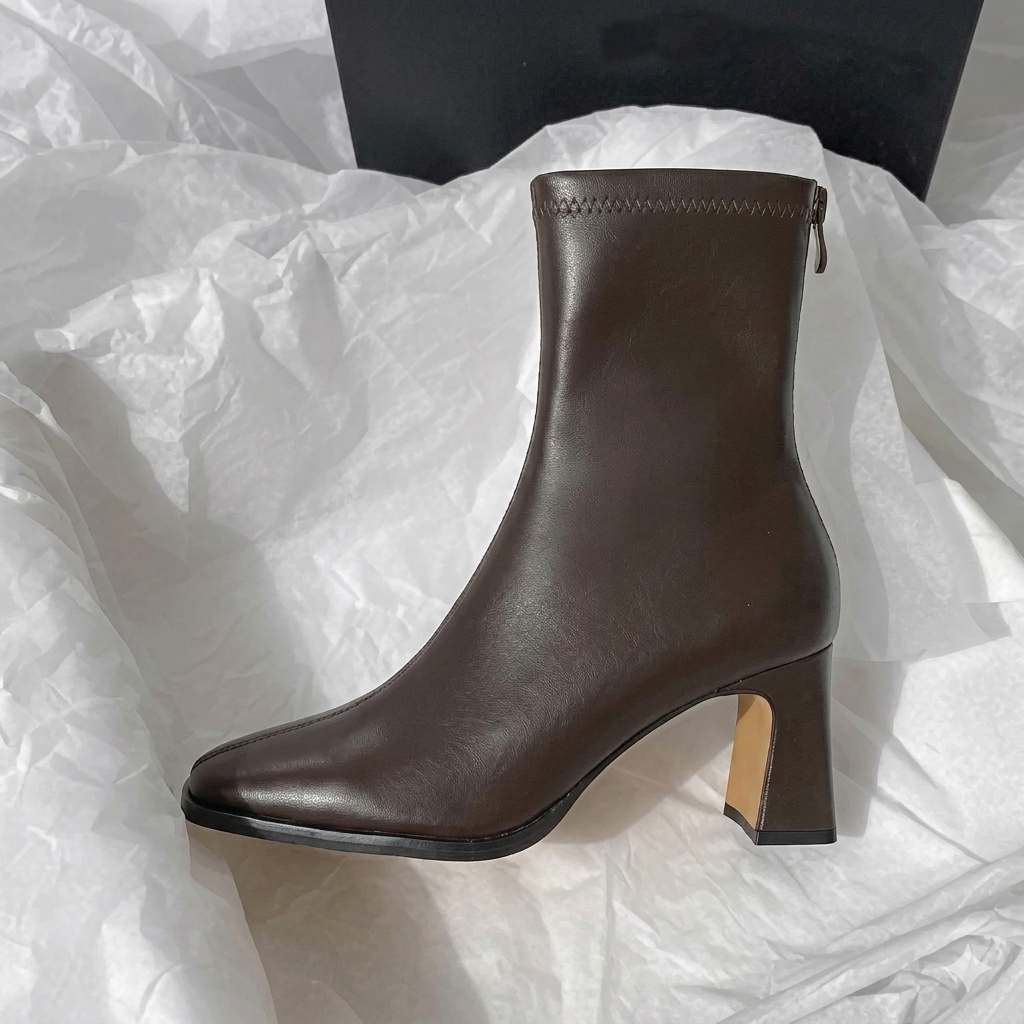Bota cano curto marrom salto grosso — par completo