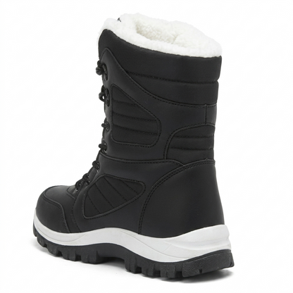 Bota neve preta detalhe cadarço forro plush - Valent Calçados