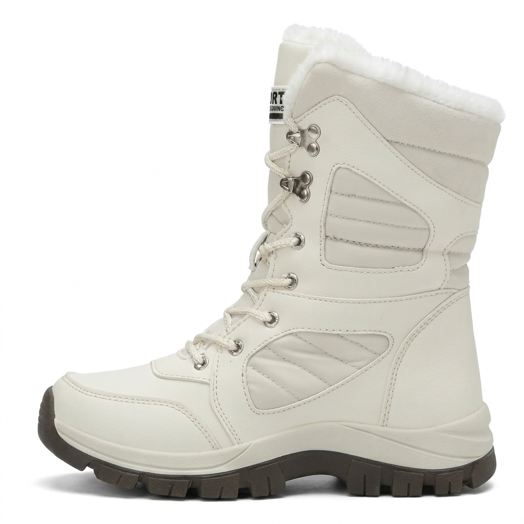 Bota de neve feminina branca impermeável cano alto - Valent Calçados