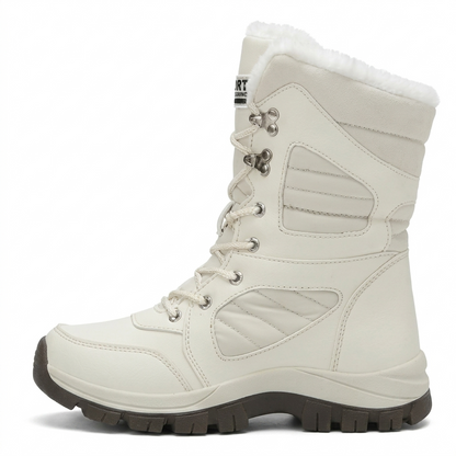 Bota de neve feminina branca impermeável cano alto - Valent Calçados