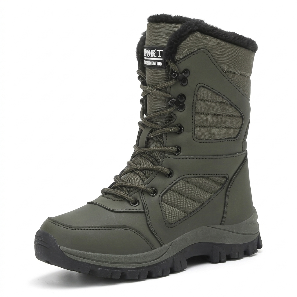 Bota neve verde detalhe cadarço forro quente - Valent
