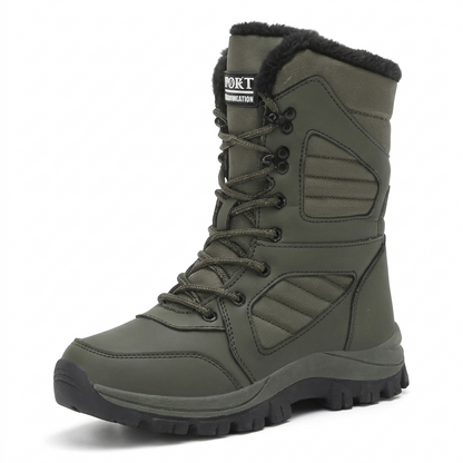 Bota neve verde detalhe cadarço forro quente - Valent