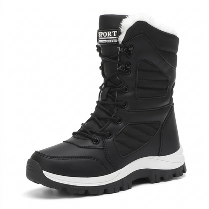 Bota de neve feminina preta impermeável cano alto - Valent Calçados