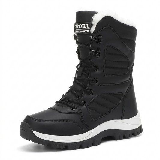 Bota de neve feminina preta impermeável cano alto - Valent Calçados