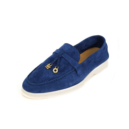 Loafer Feminino Cashmere Luxo com Decoração Metálica | Azul Royal