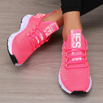 Tênis feminino mesh jogging azul — lateral