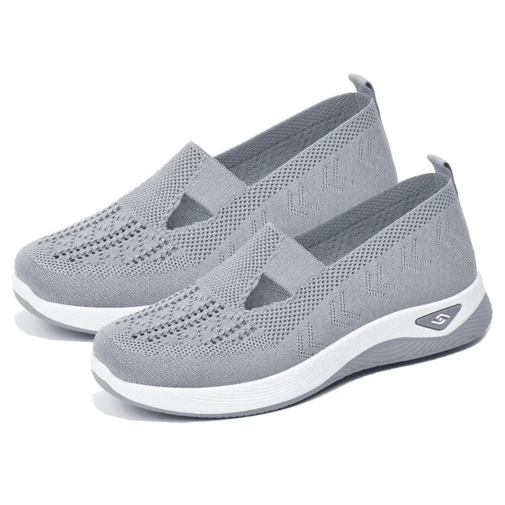 Tênis feminino barefoot ortopédico cinza — vista frontal