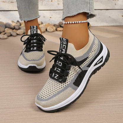 Tênis feminino casual bicolor branco e azul — vista superior