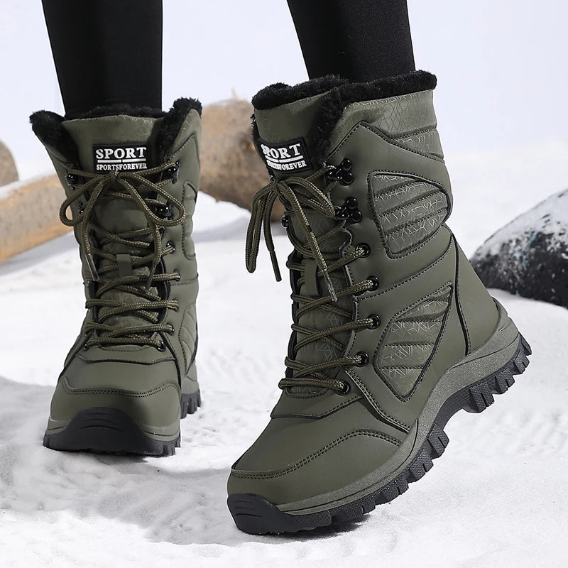 Bota neve impermeável cano alto branca — lateral - Valent