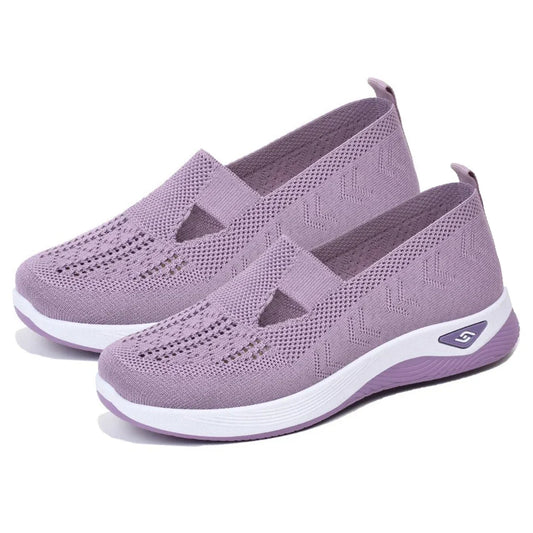 Tênis feminino barefoot ortopédico roxo — vista frontal