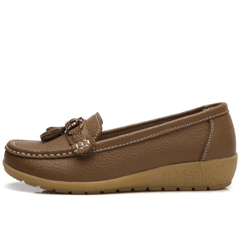 Loafer couro vermelho bico redondo - Valent