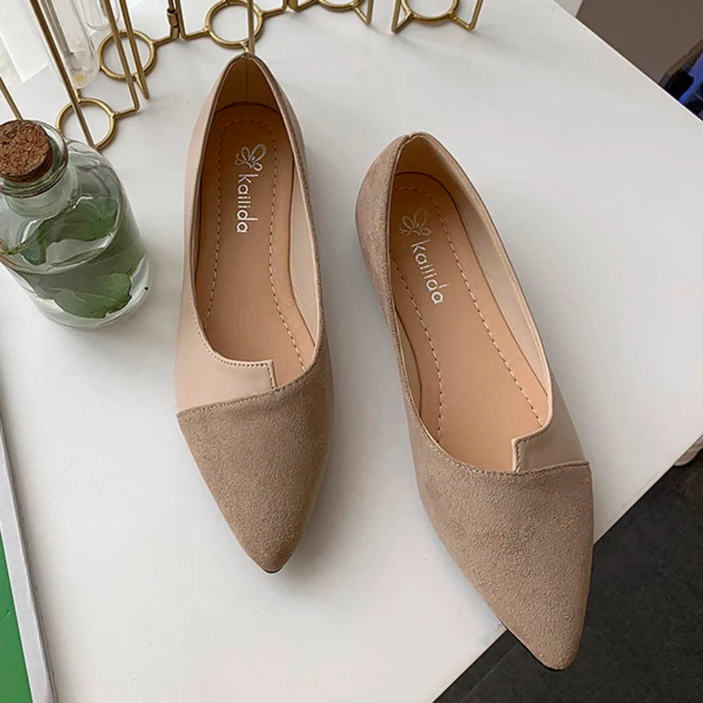 Ballet flat feminina rose slip on knit — look elegante