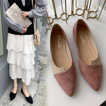 Ballet flat caqui bico fino malha knit — detalhe