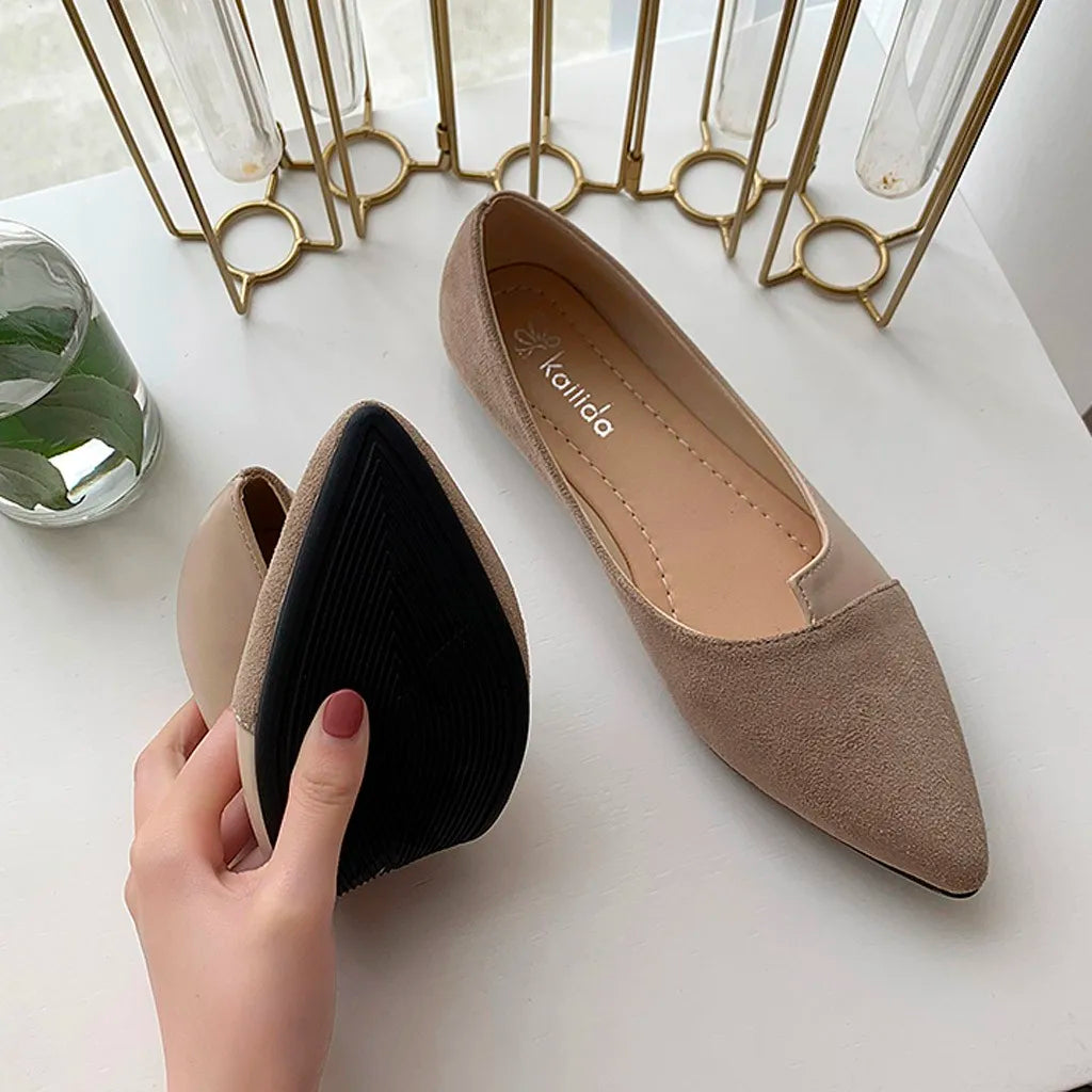 Sapatilha bege knit par bico fino slip on - Valent