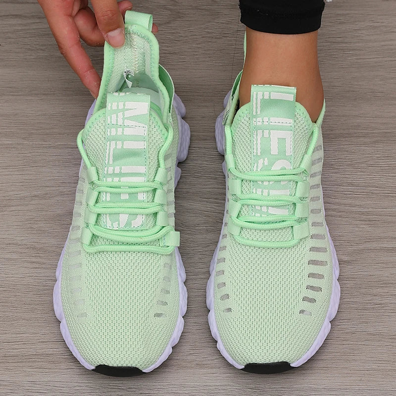 Tênis feminino mesh jogging preto — par completo