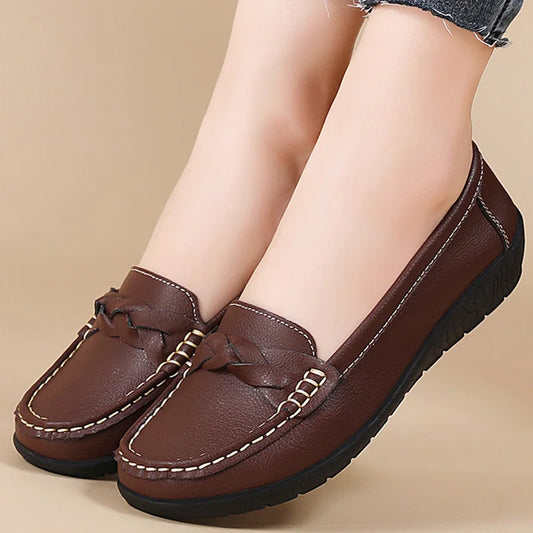 Loafer feminino couro soft marrom slip on - Valent Calçados