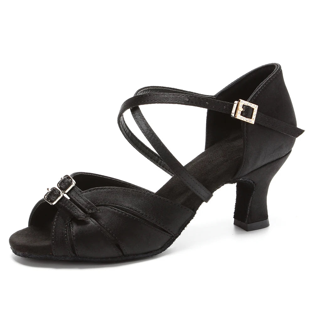 Sapato salsa tango preto — detalhe sola couro