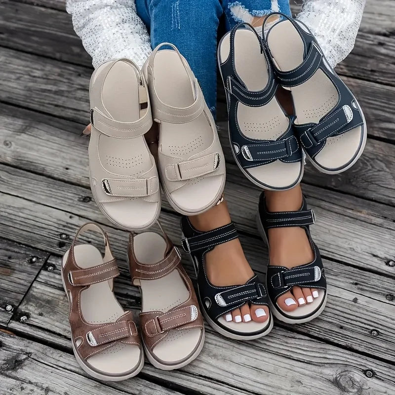 Sandália wedge plataforma cinza — vista frontal - Valent