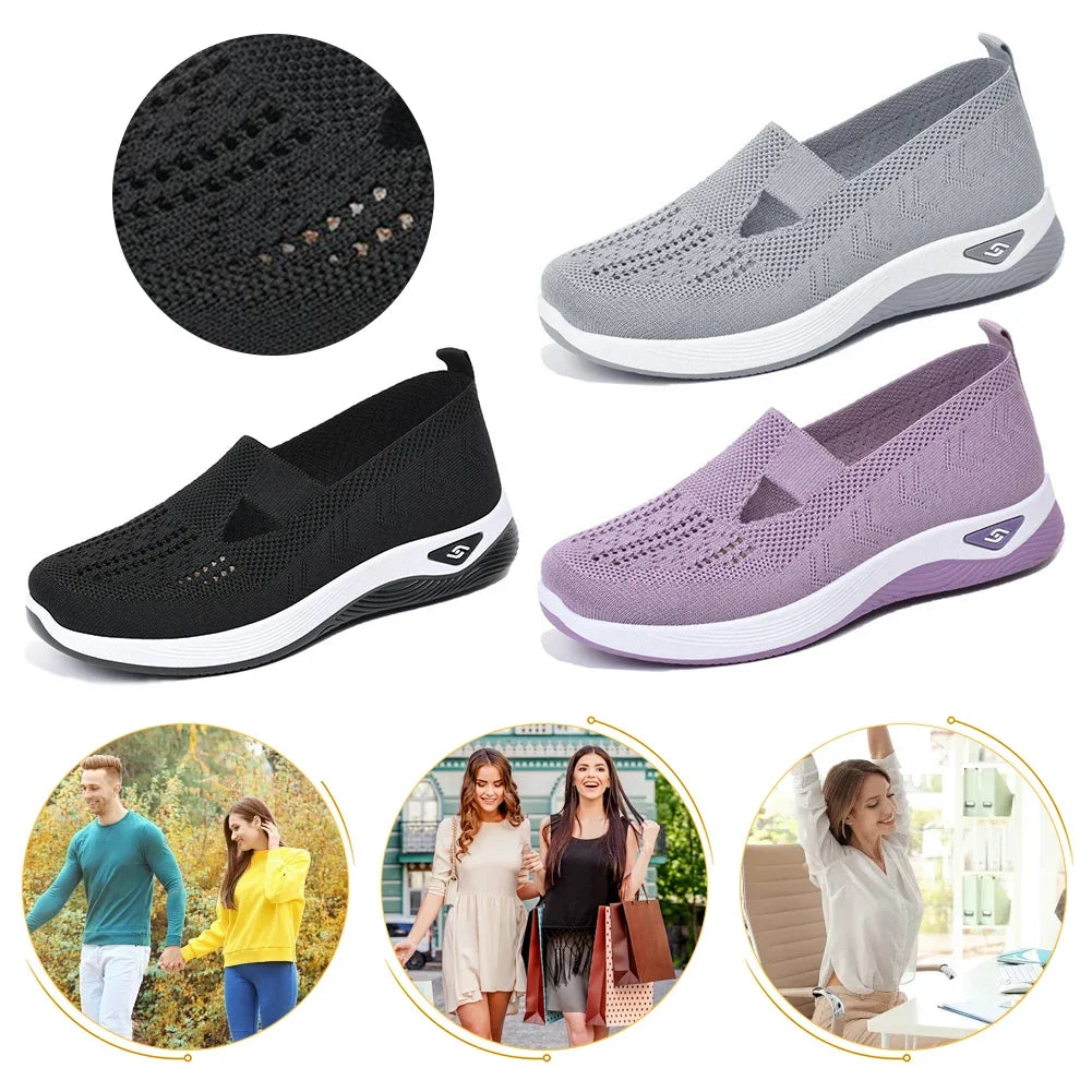 Tênis feminino barefoot ortopédico cinza — detalhe bico amplo