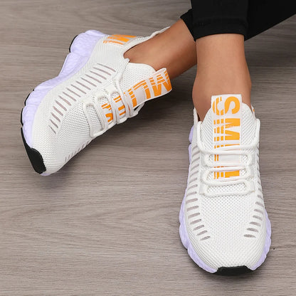 Tênis feminino mesh jogging branco — vista frontal