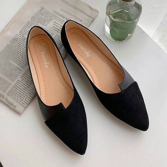 Sapatilha ballet flat bege bico fino knit slip on - Valent