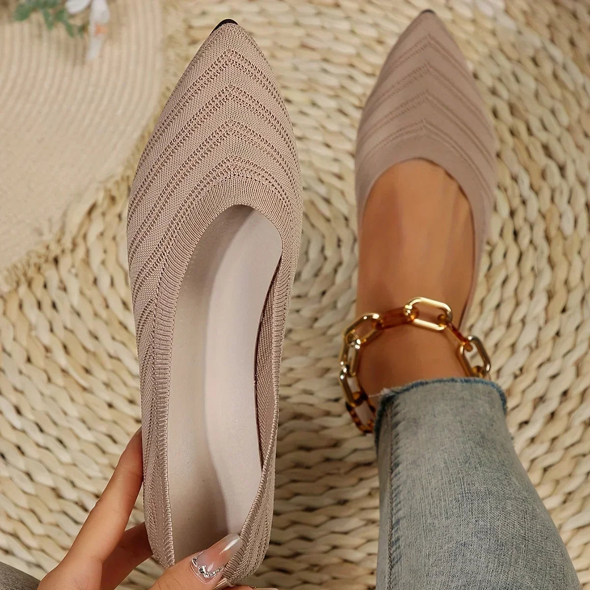 Ballet flat amarela par knit slip on - Valent