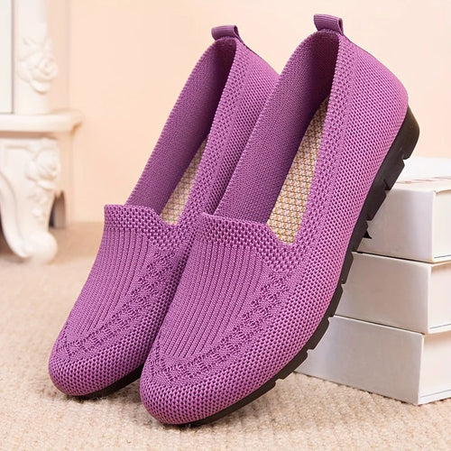 Sapatilha feminina knit roxa antiderrapante leve - Valent
