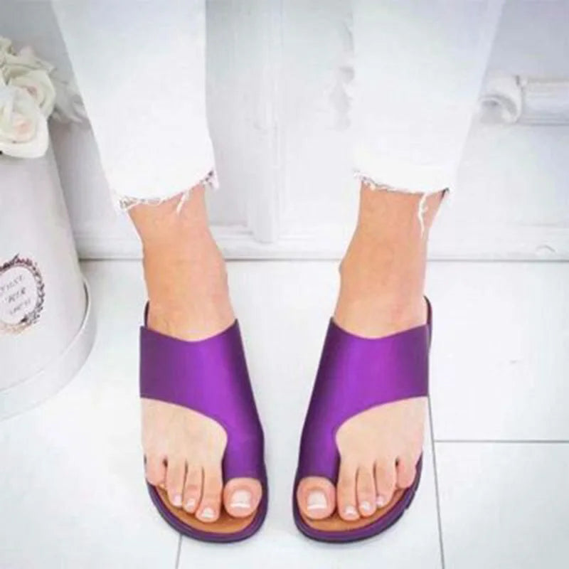 Sandália Feminina Ortopédica Flat Couro | Preta