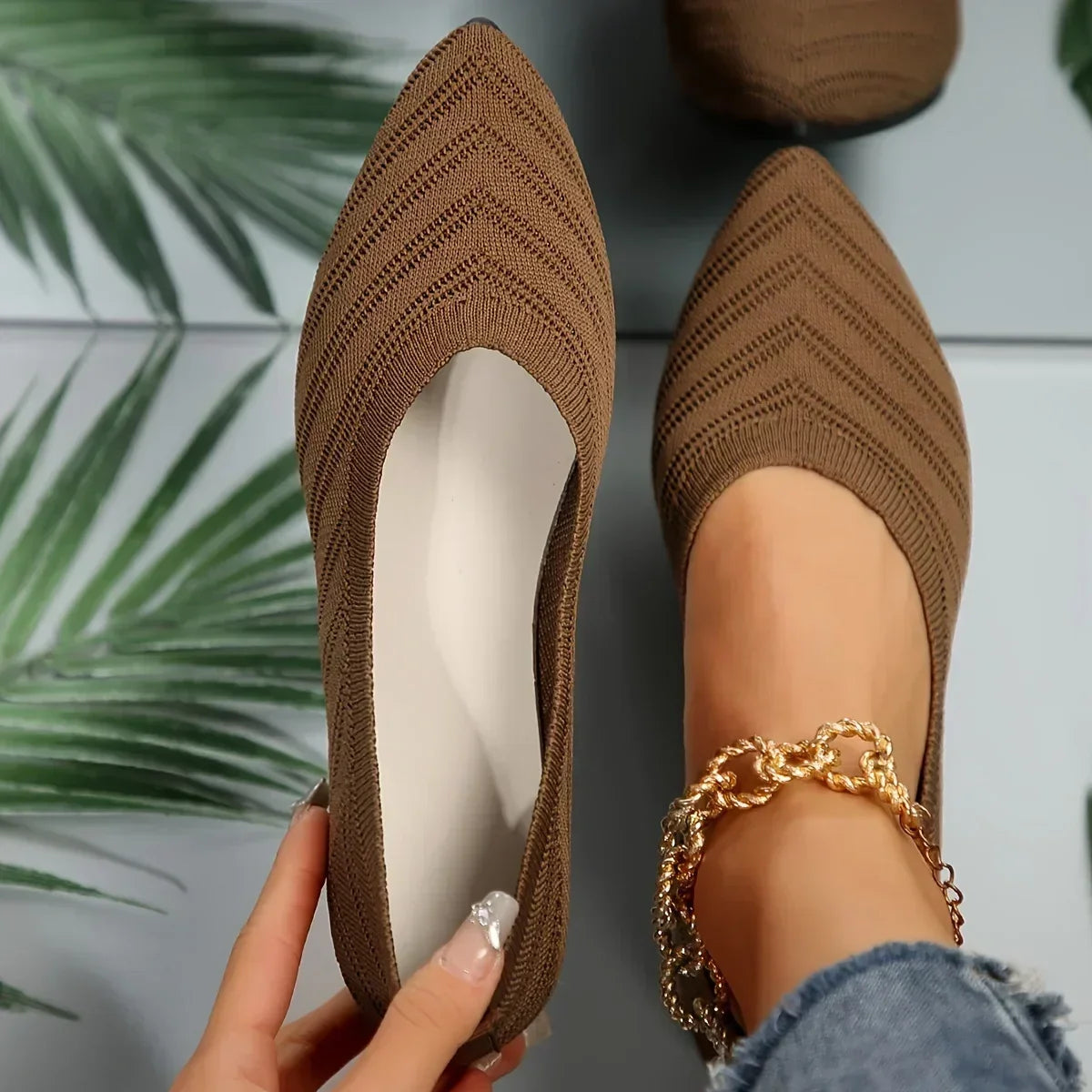 Ballet flat feminina amarela knit elegante - Valent
