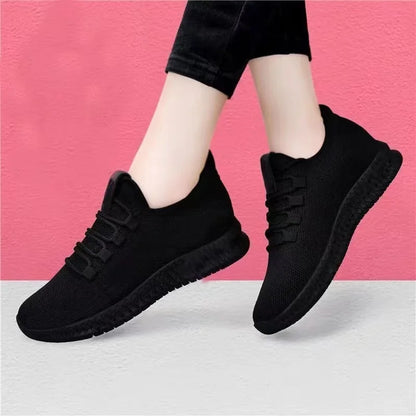 Tênis feminino plataforma antiderrapante preto — traseira