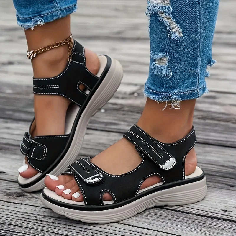 Sandália wedge plataforma leve azul claro — vista frontal - Valent