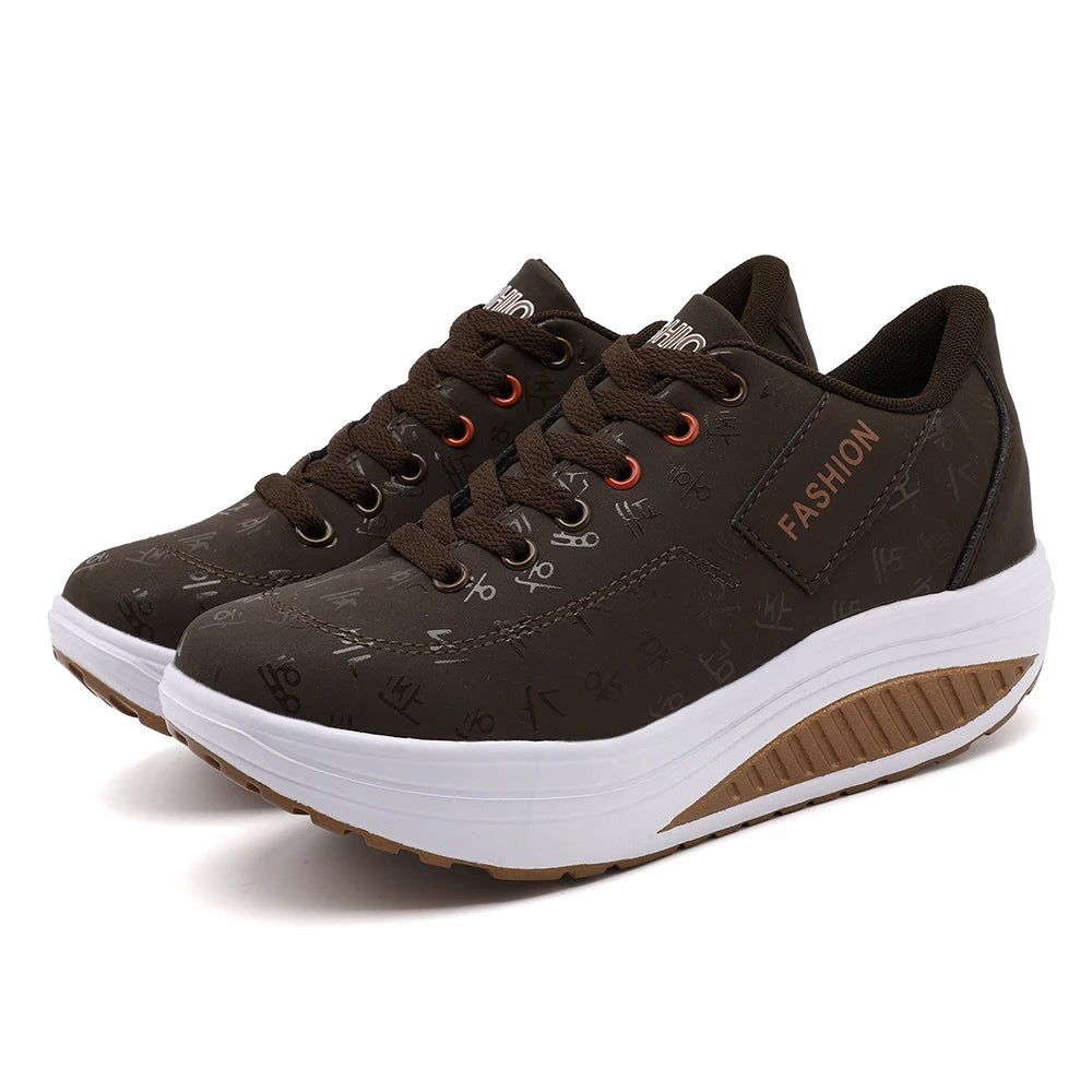 Tênis feminino plataforma caqui — vista superior