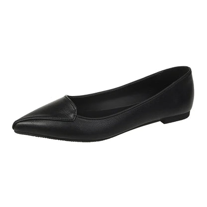 Sapatilha feminina bico fino slip on preta respirável — vista frontal