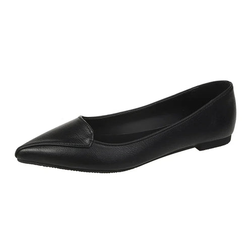 Sapatilha feminina bico fino slip on preta respirável — vista frontal