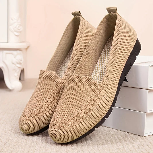 Sapatilha feminina knit caqui antiderrapante leve - Valent