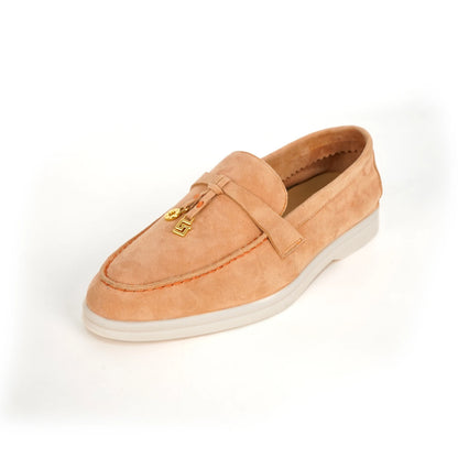 Loafer Feminino Cashmere Luxo com Decoração Metálica | Rosa Damasco