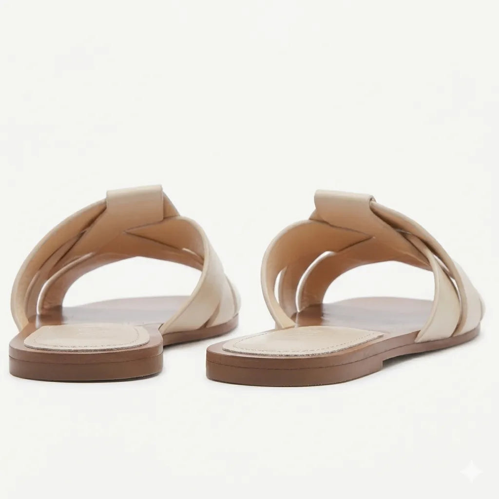 Chinelo bege forma T sola plana - Valent