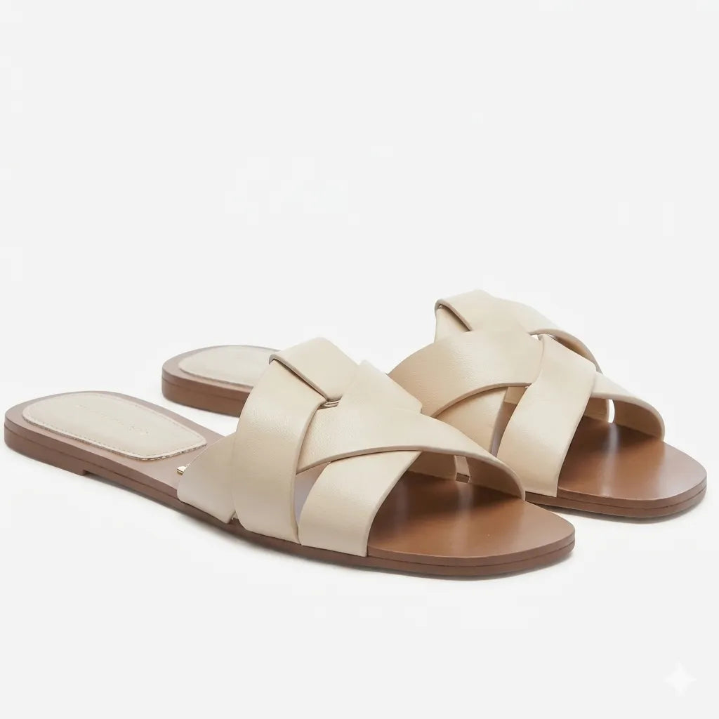 Chinelo flat bege par completo - Valent