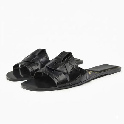 Chinelo feminino flat forma T respirável preto — vista frontal - Valent