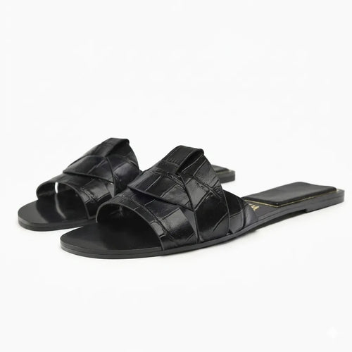 Chinelo feminino flat forma T respirável preto — vista frontal - Valent