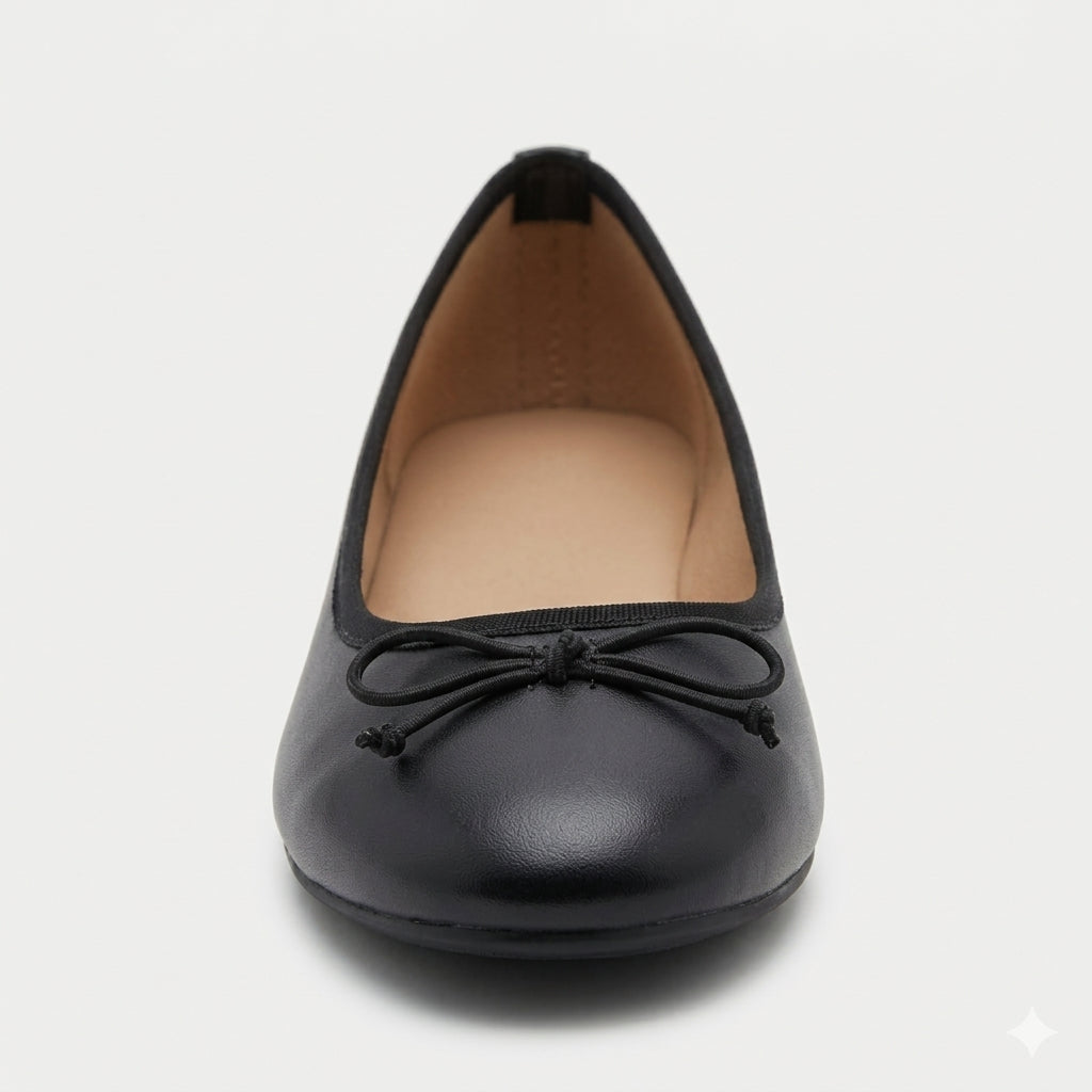 Ballerina couro laço decorativo — detalhe pala