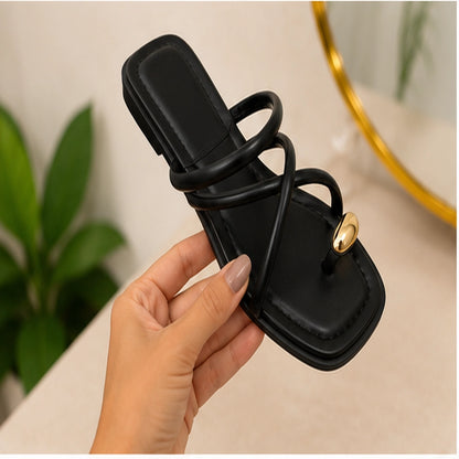 Sandália Feminina Slide Tira Cruzada Leve Praia | Preta